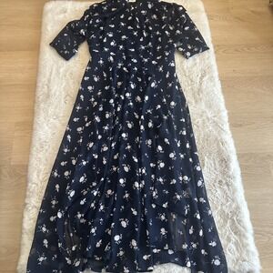 Cabi Dress Women 6 Blue Floral Pemberly‎ Dream Handkerchief Midi Femme Classic